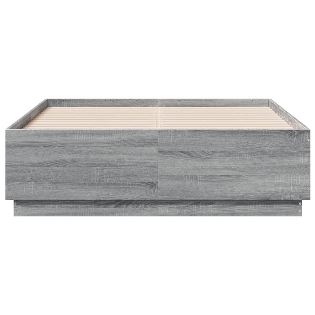 Bed Frame with LED without Mattress Grey Sonoma 120x190 cm
