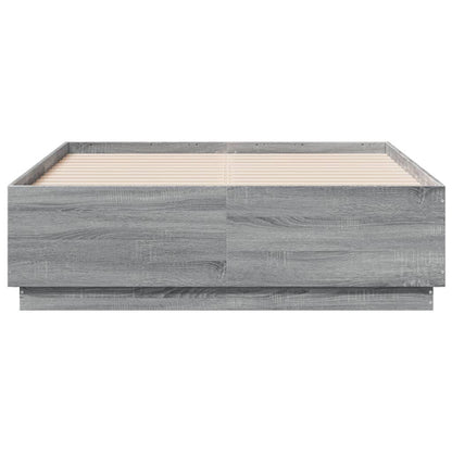 Bed Frame with LED without Mattress Grey Sonoma 120x190 cm