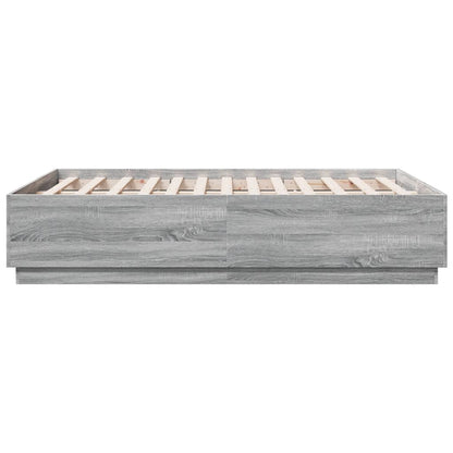 Bed Frame with LED without Mattress Grey Sonoma 120x190 cm