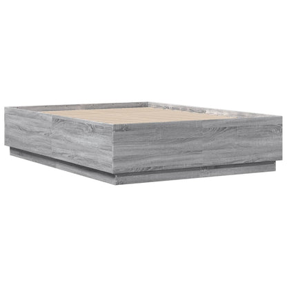 Bed Frame with LED without Mattress Grey Sonoma 120x190 cm