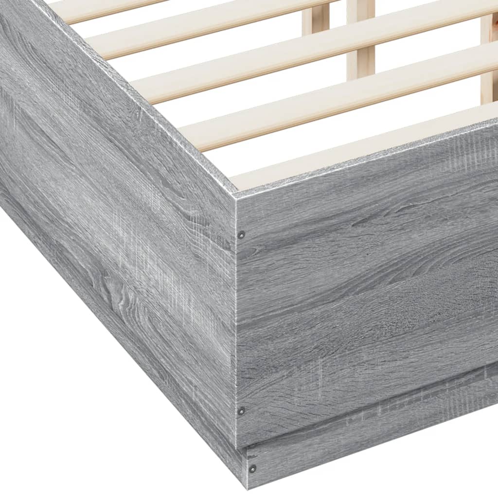 Bed Frame with LED without Mattress Grey Sonoma 120x190 cm
