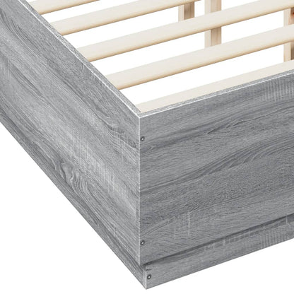 Bed Frame with LED without Mattress Grey Sonoma 120x190 cm