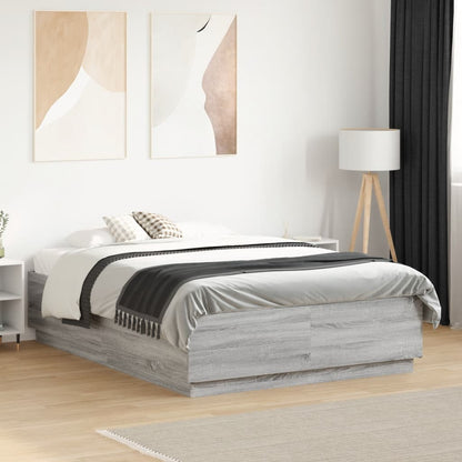 Bed Frame with LED without Mattress Grey Sonoma 120x190 cm