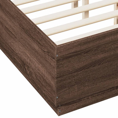 Bed Frame with LED without Mattress Brown Oak 120x190 cm