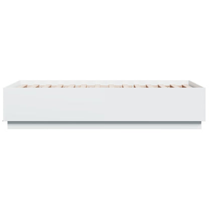 Bed Frame with LED without Mattress White 90x190 cm Single