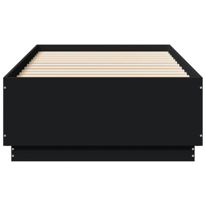 Bed Frame with LED without Mattress Black 90x190 cm Single