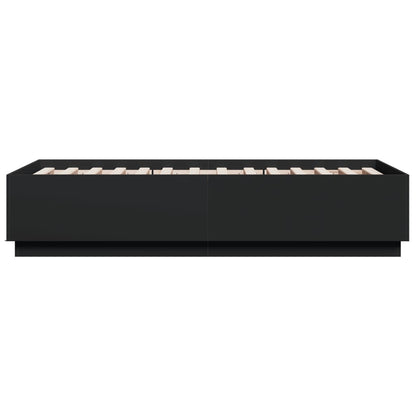 Bed Frame with LED without Mattress Black 90x190 cm Single