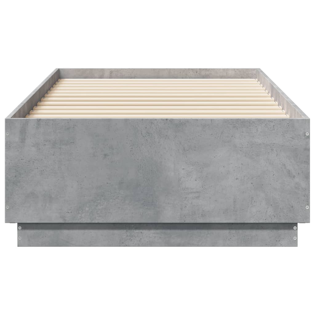 Bed Frame with LED without Mattress Concrete Grey 90x190 cm