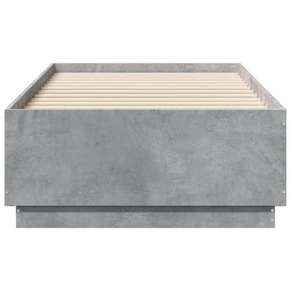 Bed Frame with LED without Mattress Concrete Grey 90x190 cm