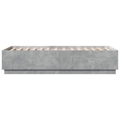 Bed Frame with LED without Mattress Concrete Grey 90x190 cm