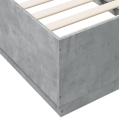 Bed Frame with LED without Mattress Concrete Grey 90x190 cm
