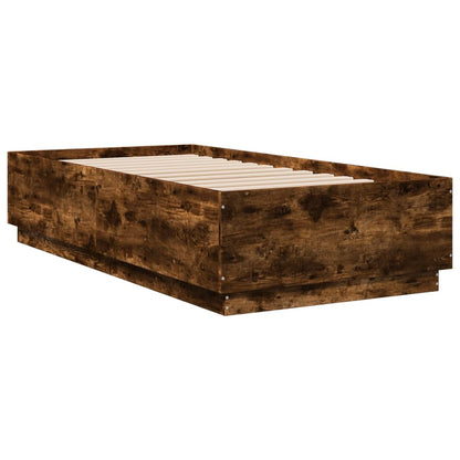 Bed Frame with LED without Mattress Smoked Oak 90x190 cm