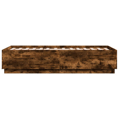 Bed Frame with LED without Mattress Smoked Oak 90x190 cm