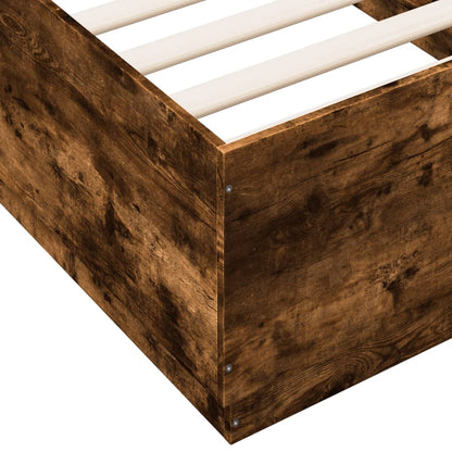 Bed Frame with LED without Mattress Smoked Oak 90x190 cm