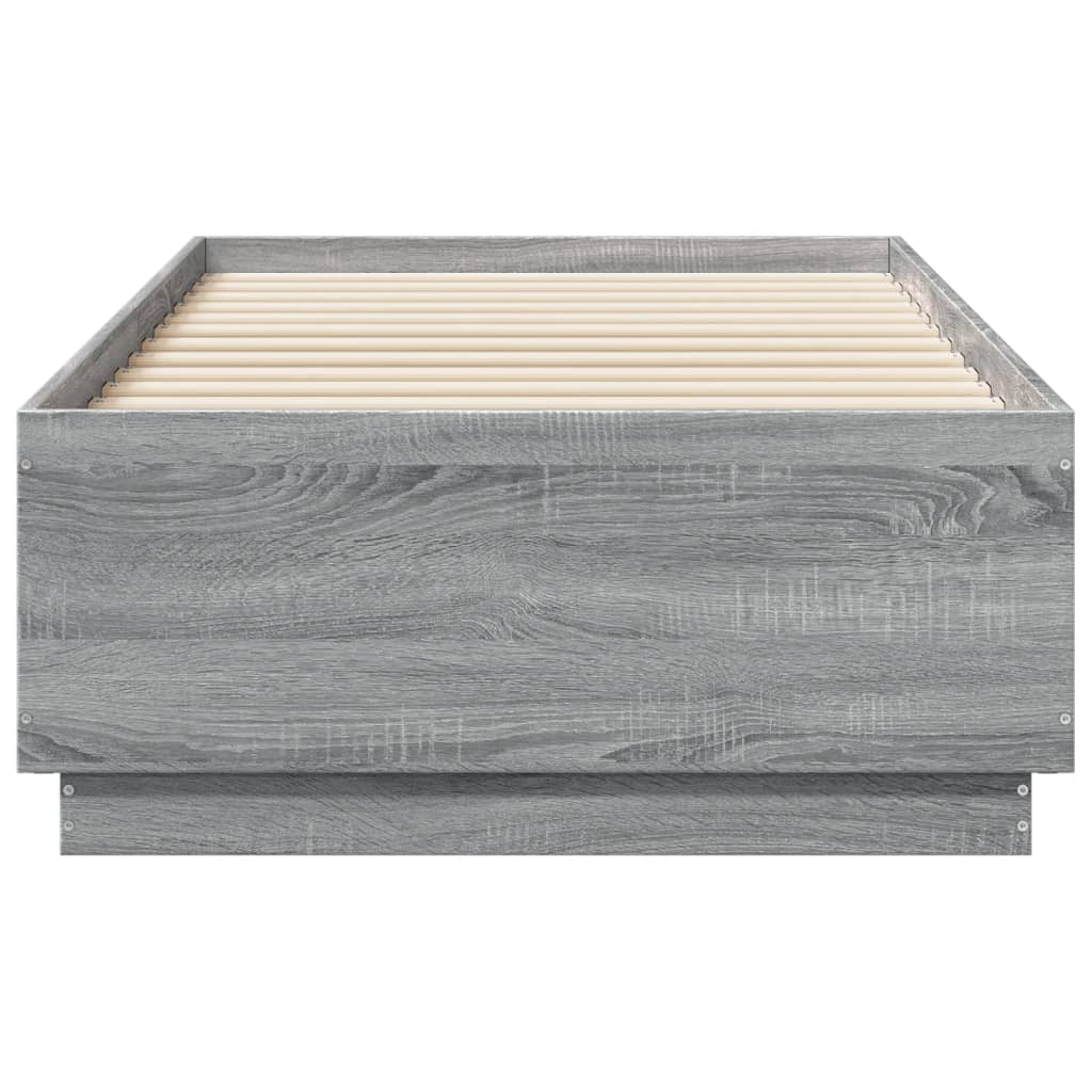 Bed Frame with LED without Mattress Grey Sonoma 90x190 cm