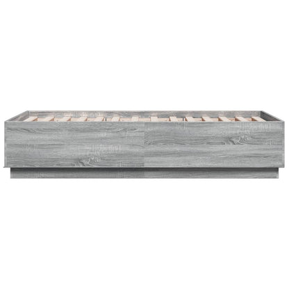 Bed Frame with LED without Mattress Grey Sonoma 90x190 cm Single