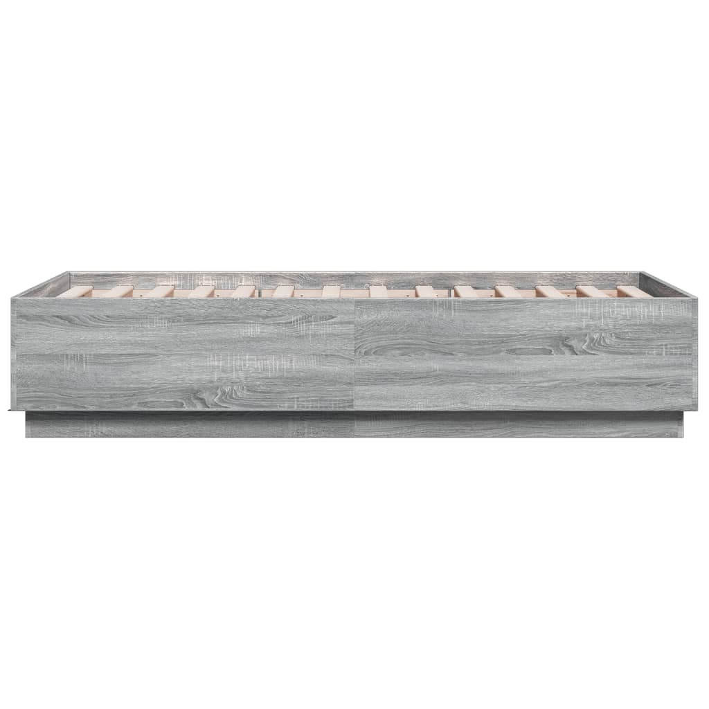 Bed Frame with LED without Mattress Grey Sonoma 90x190 cm