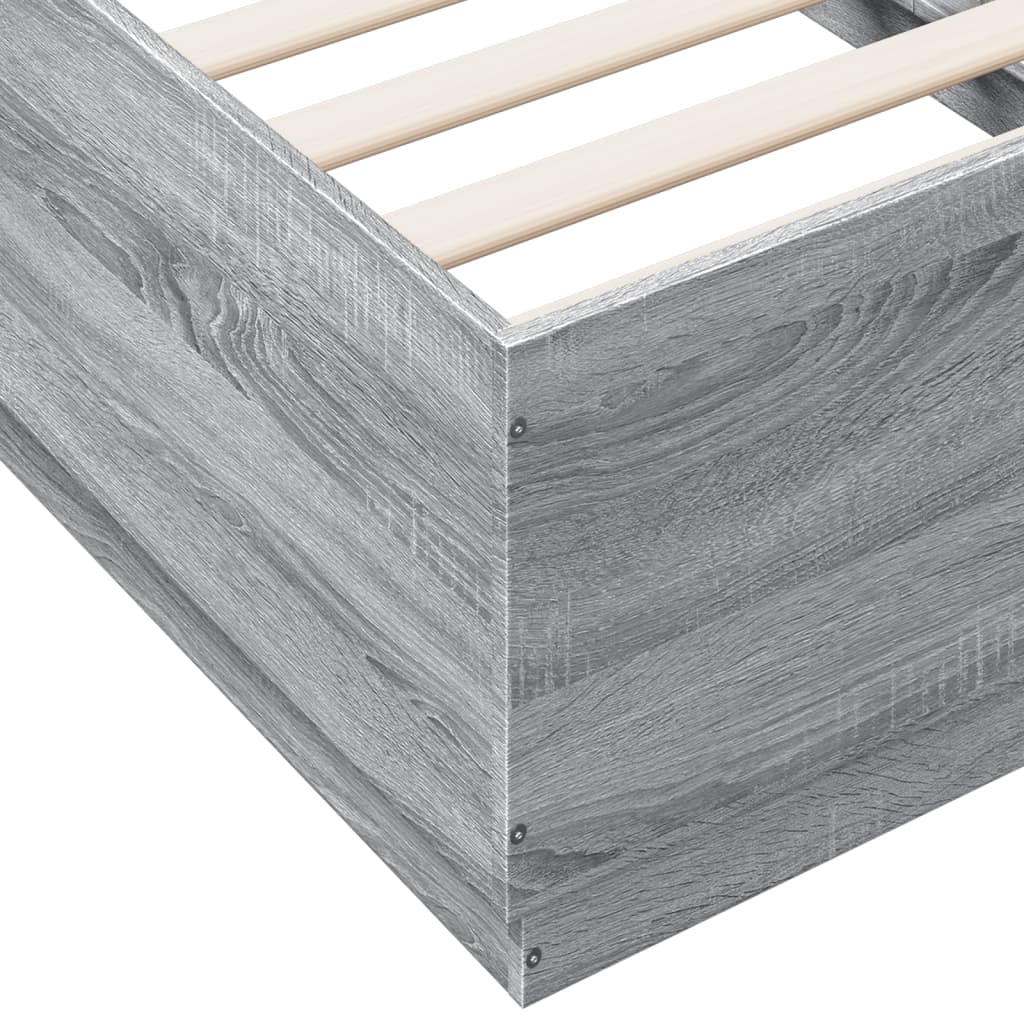 Bed Frame with LED without Mattress Grey Sonoma 90x190 cm