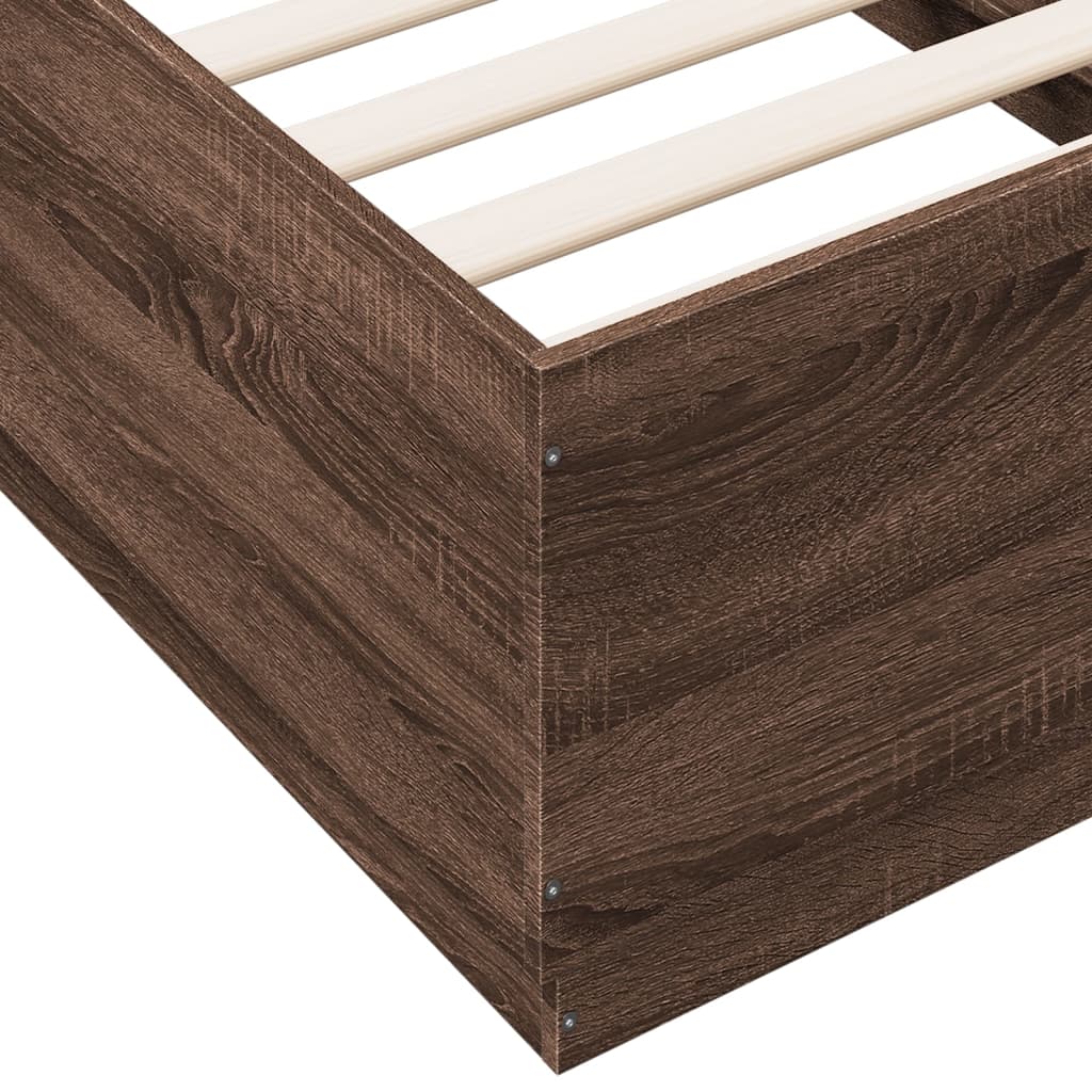 Bed Frame with LED without Mattress Brown Oak 90x190 cm