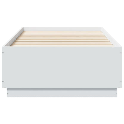 Bed Frame with LED without Mattress White 75x190 cm Small Single