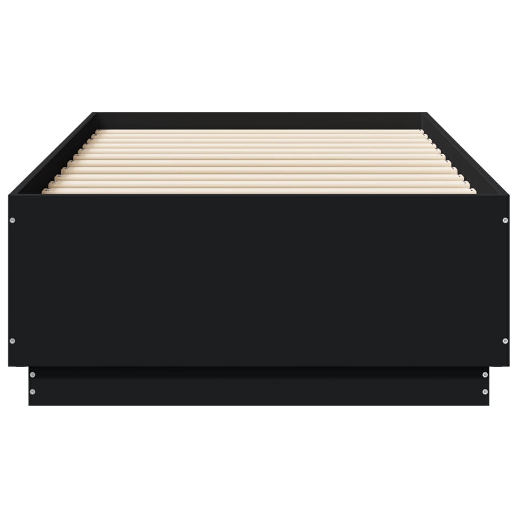 Bed Frame with LED without Mattress Black 75x190 cm