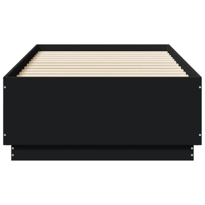Bed Frame with LED without Mattress Black 75x190 cm
