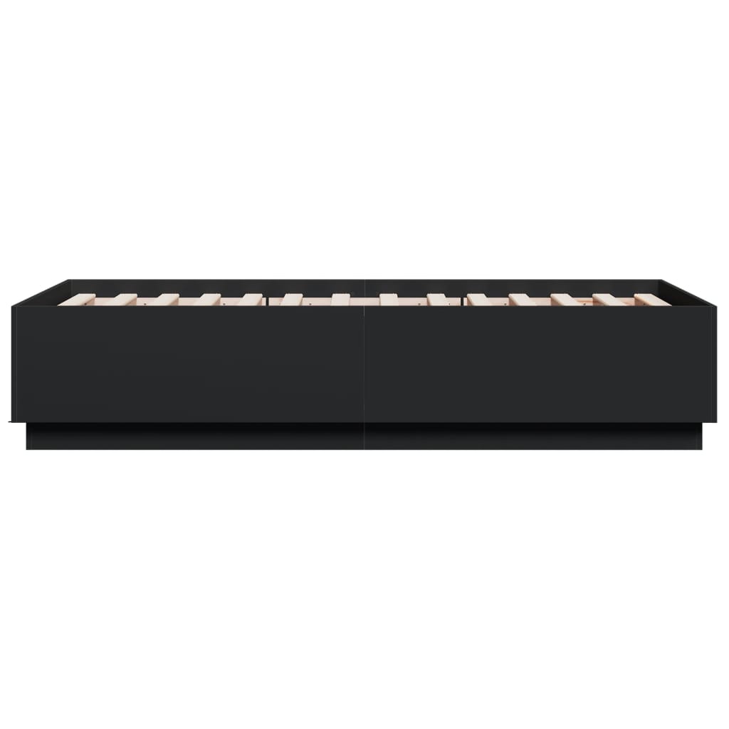 Bed Frame with LED without Mattress Black 75x190 cm