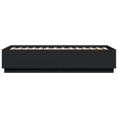 Bed Frame with LED without Mattress Black 75x190 cm