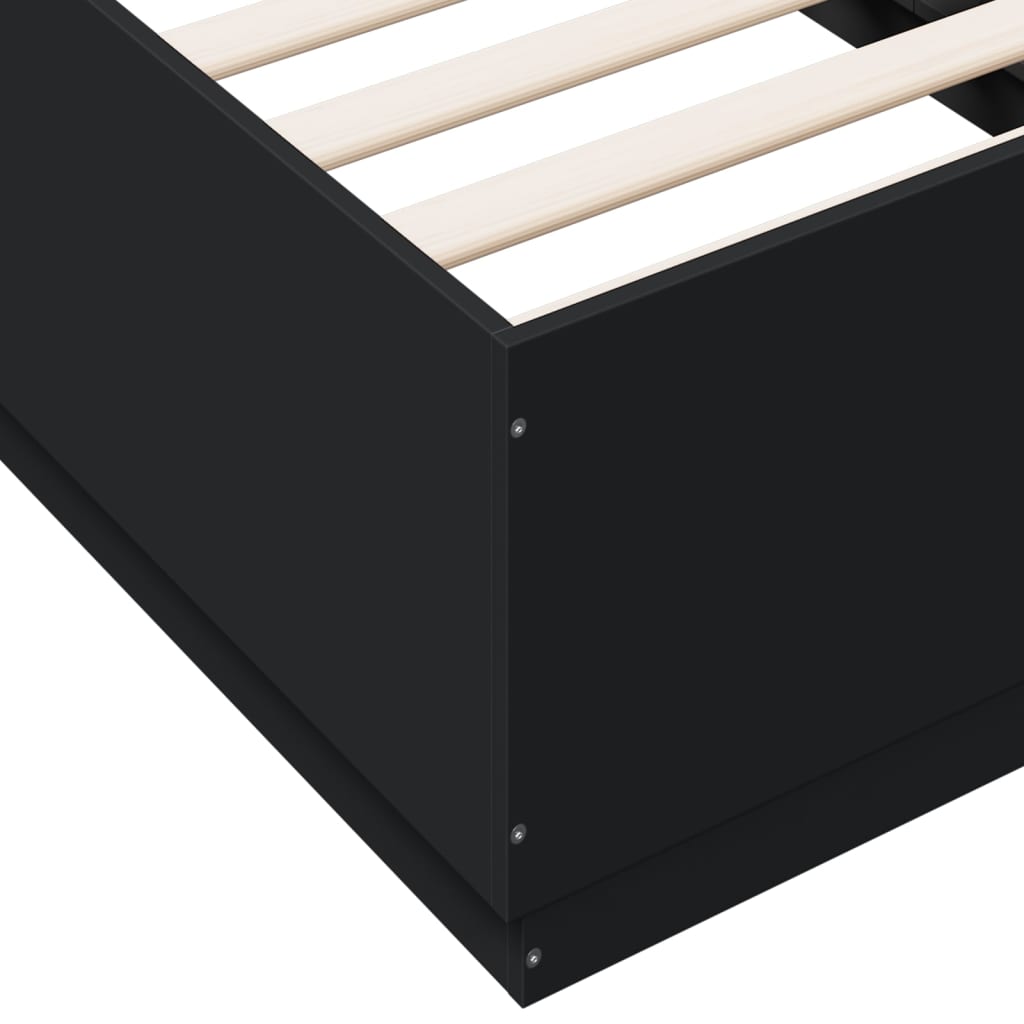 Bed Frame with LED without Mattress Black 75x190 cm
