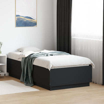 Bed Frame with LED without Mattress Black 75x190 cm Small Single