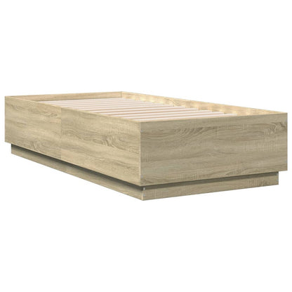 Bed Frame with LED without Mattress Sonoma Oak 75x190 cm