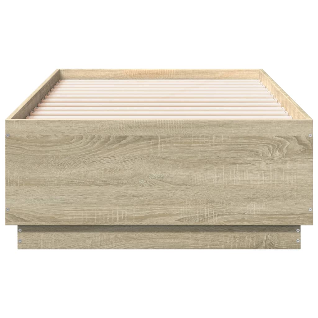 Bed Frame with LED without Mattress Sonoma Oak 75x190 cm