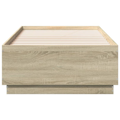 Bed Frame with LED without Mattress Sonoma Oak 75x190 cm