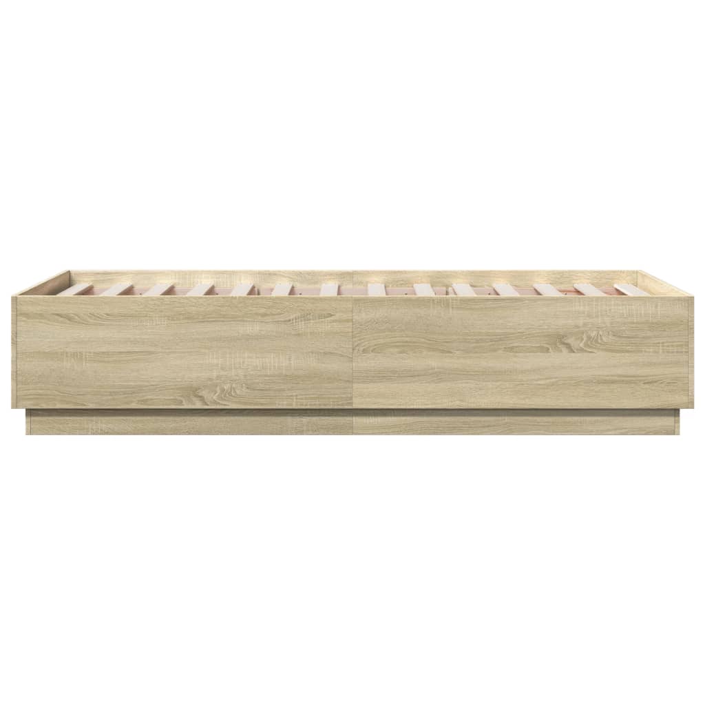 Bed Frame with LED without Mattress Sonoma Oak 75x190 cm