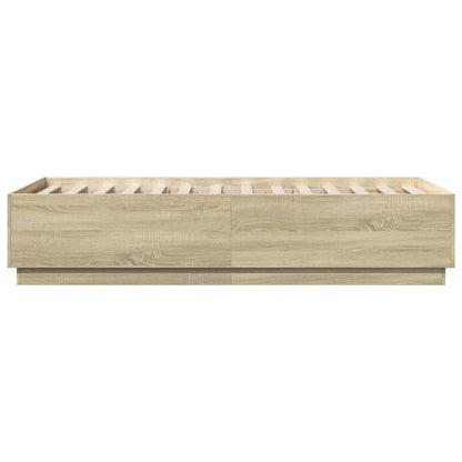Bed Frame with LED without Mattress Sonoma Oak 75x190 cm