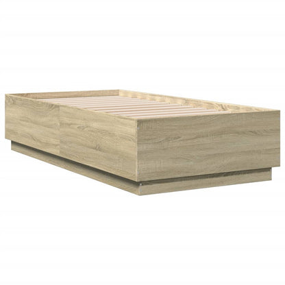 Bed Frame with LED without Mattress Sonoma Oak 75x190 cm