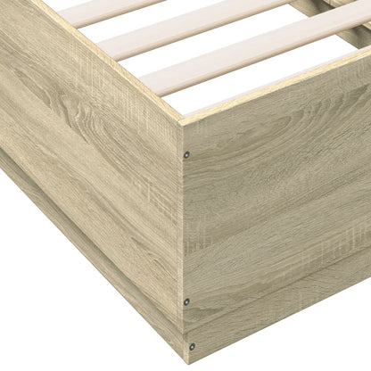 Bed Frame with LED without Mattress Sonoma Oak 75x190 cm