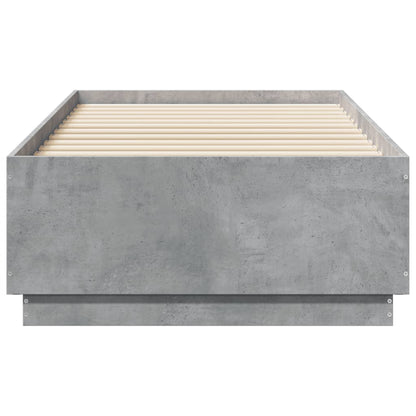 Bed Frame with LED without Mattress Concrete Grey 75x190 cm