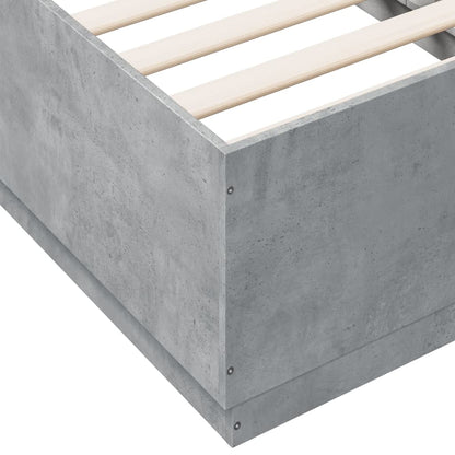 Bed Frame with LED without Mattress Concrete Grey 75x190 cm