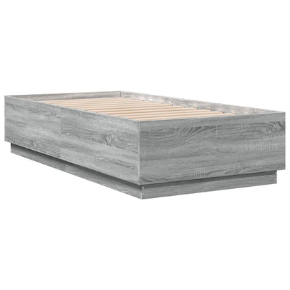 Bed Frame with LED without Mattress Grey Sonoma 75x190 cm