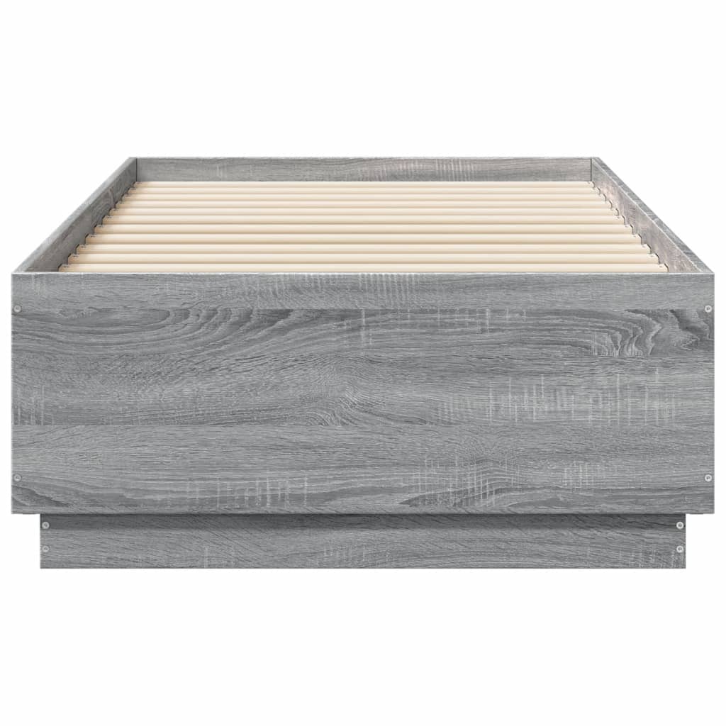 Bed Frame with LED without Mattress Grey Sonoma 75x190 cm