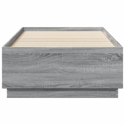 Bed Frame with LED without Mattress Grey Sonoma 75x190 cm