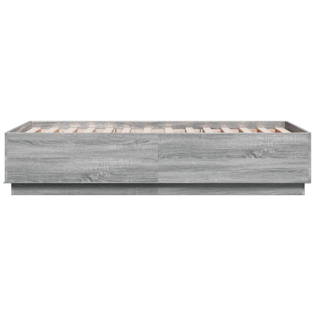 Bed Frame with LED without Mattress Grey Sonoma 75x190 cm
