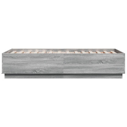 Bed Frame with LED without Mattress Grey Sonoma 75x190 cm