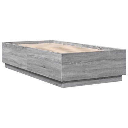 Bed Frame with LED without Mattress Grey Sonoma 75x190 cm