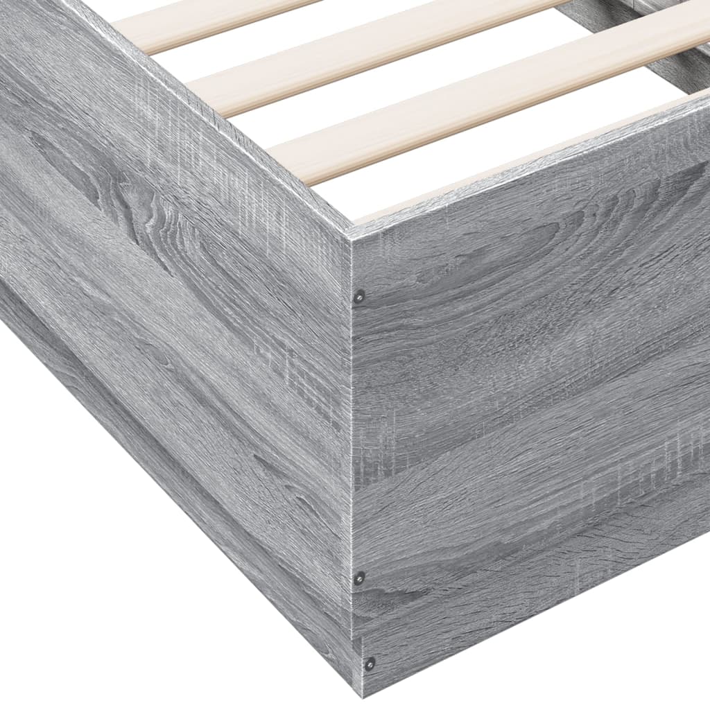 Bed Frame with LED without Mattress Grey Sonoma 75x190 cm
