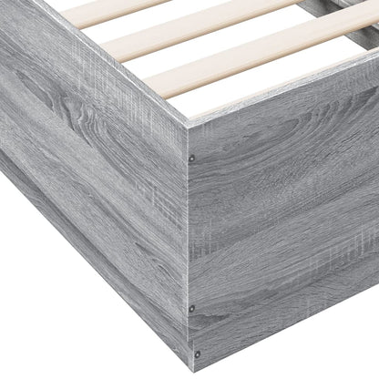 Bed Frame with LED without Mattress Grey Sonoma 75x190 cm