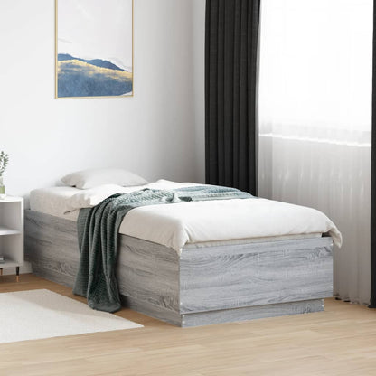 Bed Frame with LED without Mattress Grey Sonoma 75x190 cm