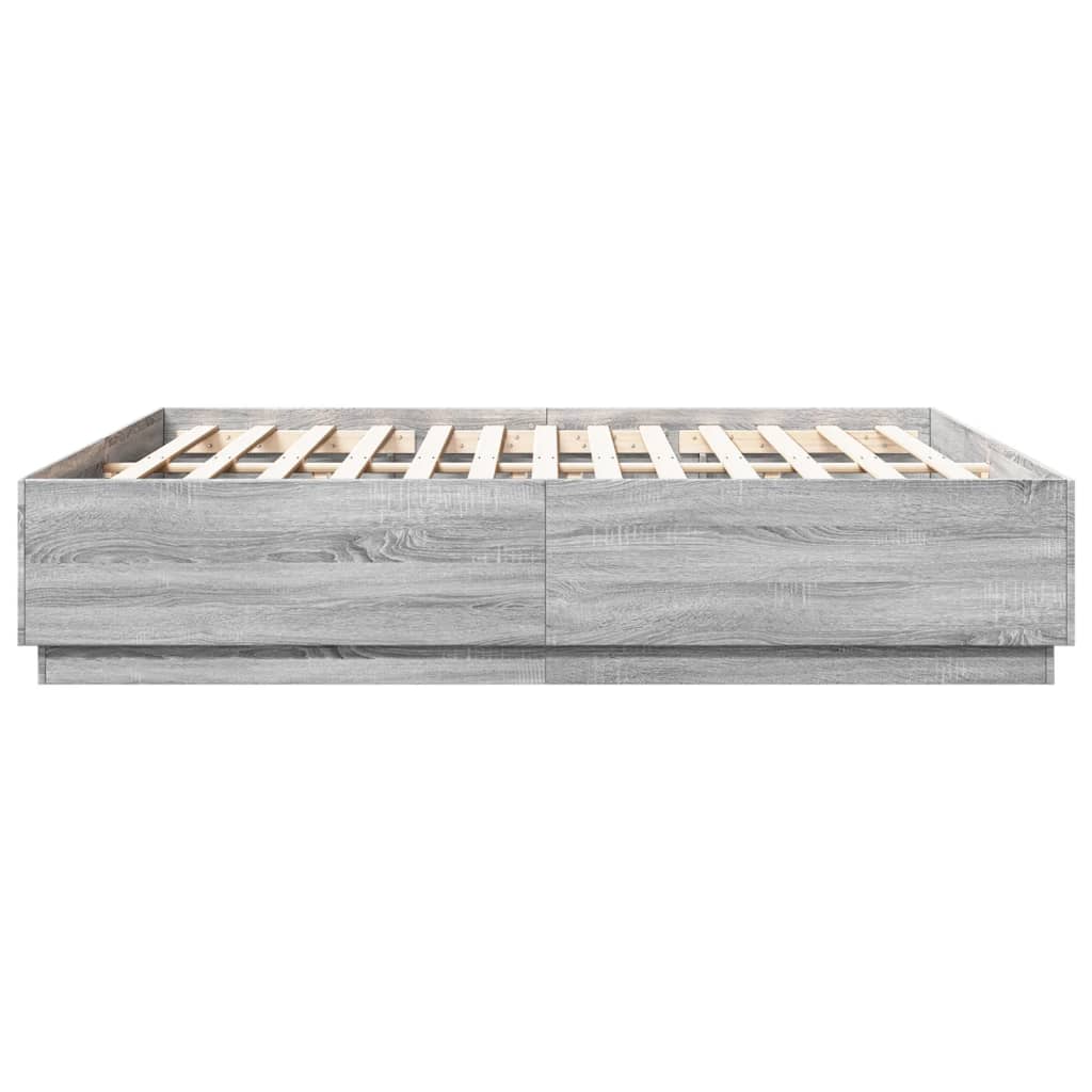 Bed Frame without Mattress Grey Sonoma 180x200 cm Super King