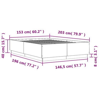 Bed Frame without Mattress Black 150x200 cm King Size